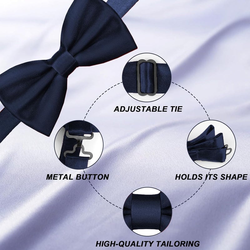 WOXVM Men's Bow Ties Solid Color Pre-Tied Bow Tie Satin Formal Tuxedo Bowtie Adjustable Neck Bowtie for Men Wedding Party - Image 4